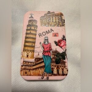 Sleek Silver Compact Mirror from Italy